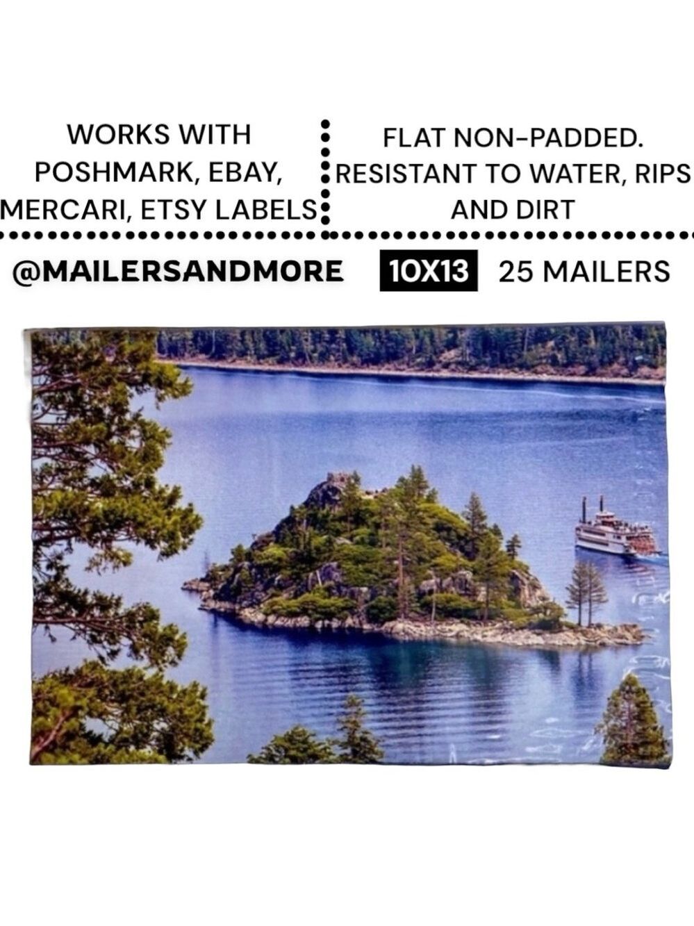 25 10X13 Poly Mailers Lake Tahoe California PRICE IS FIRM - Picture 2 of 9